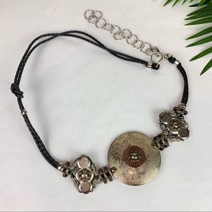 Boho Festival Metal Concho Belt w Chain Adj 36”+